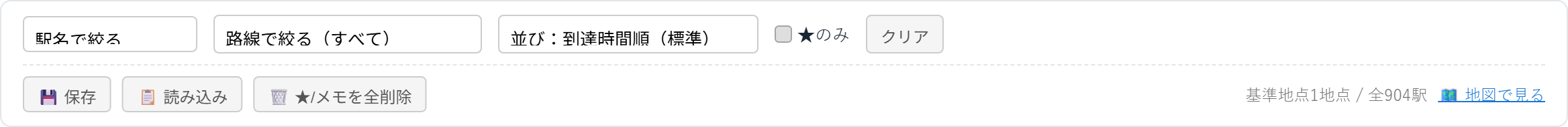 駅一覧の絞り込みバー